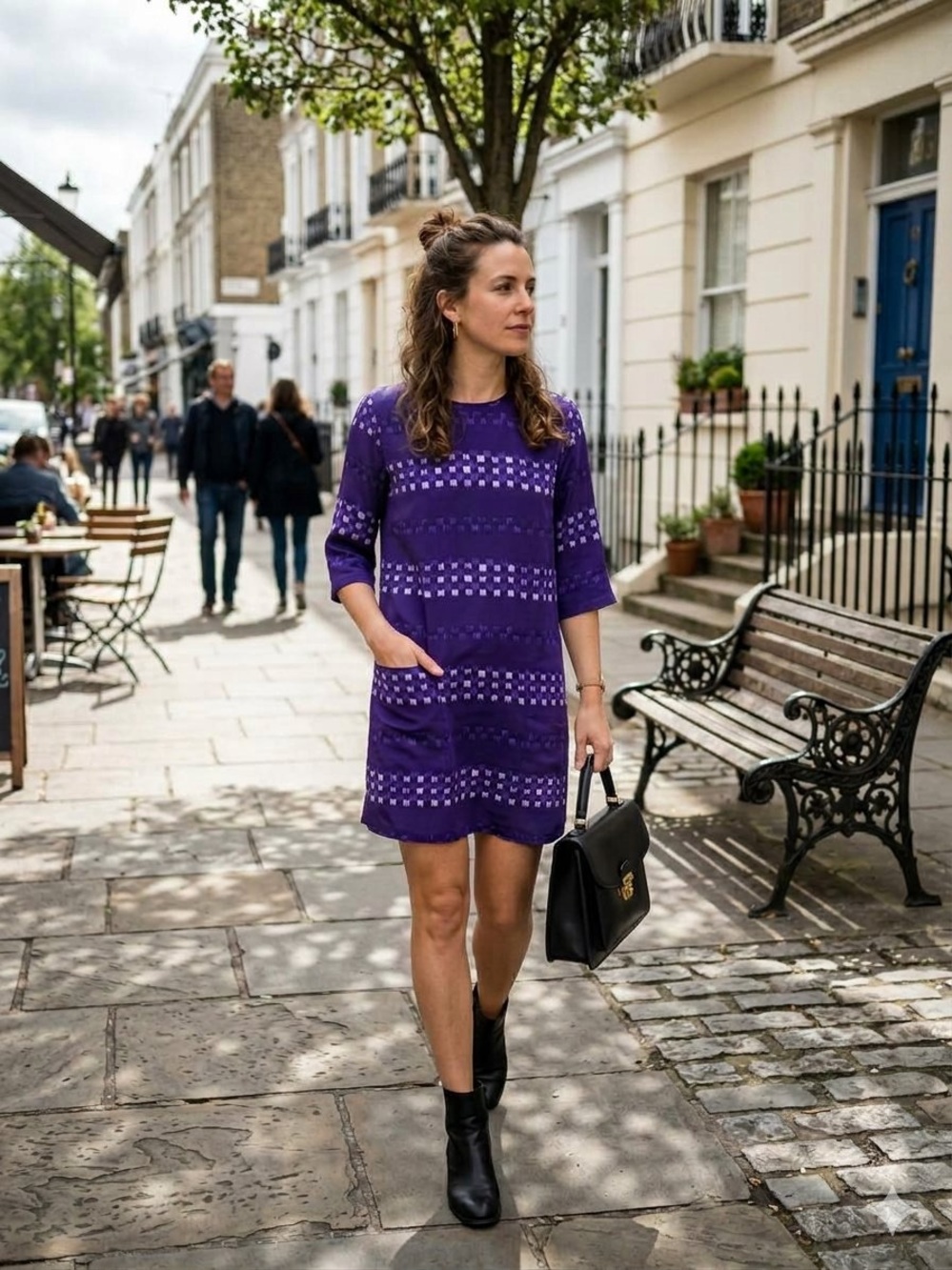 Equipment Femme Purple Patterned Shift Dress - Women's Casual Short Dress Size S